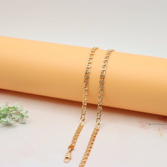 Elegant Rose Gold Link Chain Necklace Brass Base, XPNL0198 - Picture 11 of 12